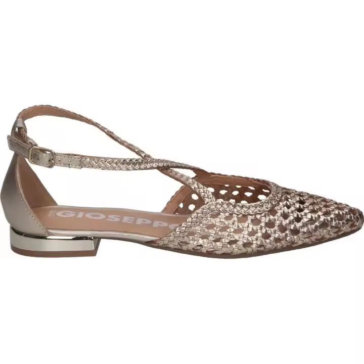 GIOSEPPO | Zapatos planos Gioseppo para Mujer – Bailarinas Trenzadas en Color Platino – Bailarina Talonada con Cierre de Hebilla – Alta Calidad – Tendencia – Zapatos Cómodos – Modelo 71180-LESKOVIC - 1