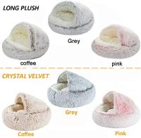 Cama De Gato Invierno Con Peluche Larga Almohadilla Redonda Para Mascotas Pequeñas Saco De Descanso Para Perro Pequeño 2 En 1 Casa De Gato Y Bolsa De Sueño - details 3