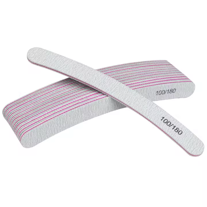 10pcs Archivo De Uñas Curvadas Para Manicura Grey Sandpaper 100/180 Polímero Bloque De Pulido Lavable Herramienta De Cuidado De Uñas - 1