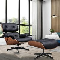 TY323 XL Classic Recliner Light Walnut Armchair Black Cowhide Black Big Head Foot Swivel Deck Chair Furniture Lunch Break Cha Ergonomic Design Office Lunch Break Chair Living Room Comfort Lounge Chair Genuine Top Layer Cowhide Aluminum Alloy Big Head Feet - details 11