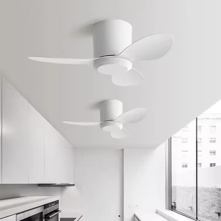 Ventilador de techo con luz, mando a distancia con temporizador, 6 velocidades, apto para salón, dormitorio (blanco)65*65*20cm - 1