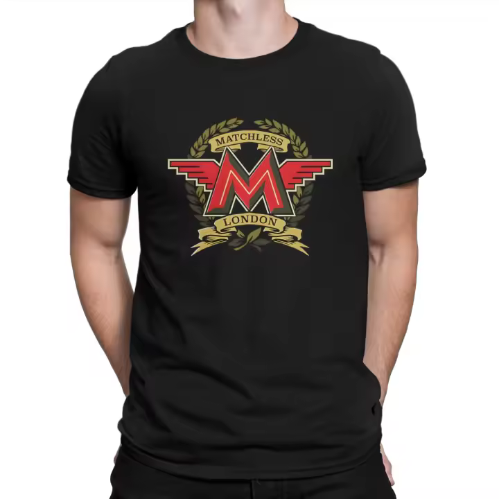Camiseta De Algodón Para Hombre Estilo Británico Moto Matchless Moda Corta Manga Camisa O-Neck Regalo Ideal Para Todas Las Estaciones - 1