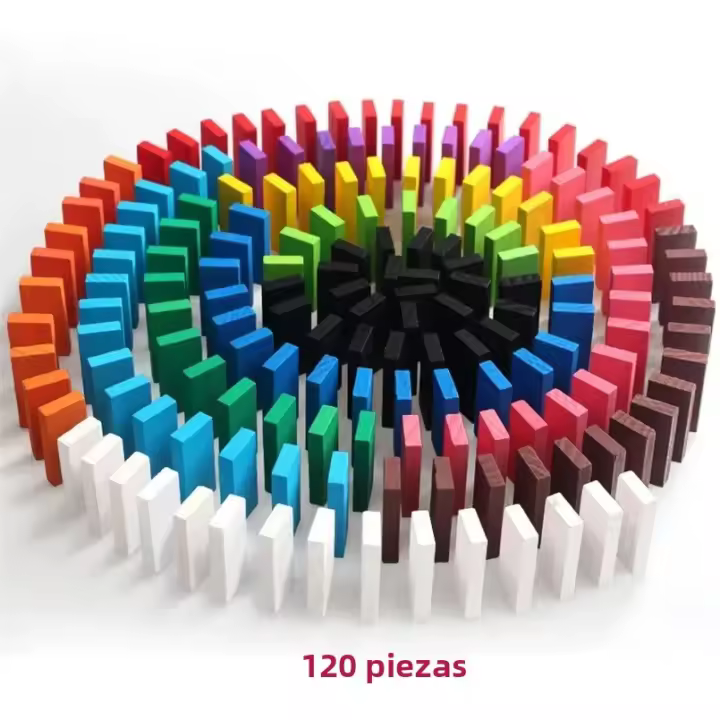 Dominoes De Madera Arcoíris Juegos De Construcción Bloques Montessori Juguetes Educativos Para Niños Edad Recomendada 4-12 Años - 1