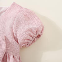 Vestido De Verano Para Bebé Niña En Color Sólido Con Cuello Redondo Y Lazo Para Uso Diario De Longitud De Rodilla - details 20