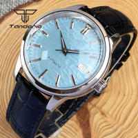 Reloj Automático Tandorio Para Hombre 40mm Doble Domed Sapphire NH35 Water Resistance 20BAR Con Fecha Y Espalda De Vidrio En Cuero Polido - details 1