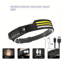 Linterna Frontal LED COB Recargable Por USB Super Brillante Con Sensor De Inducción Dimmer Para Camping Caminar Y Senderismo Al Aire Libre - details 1