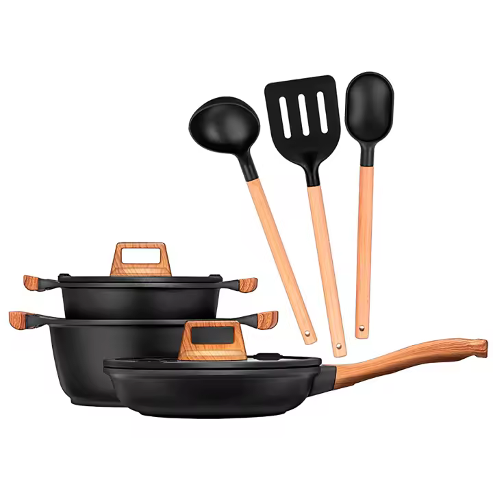 Smile MGK-23 Batería Cocina Inducción Aluminio Fundido Antiadherente sin PFOA Set Cazuelas Sartén Utensilios, , Negro - 1