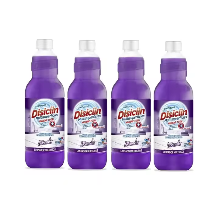 Disiclín Lavanda Limpiador Multisuperficies Concentrado 1000ml (Pack 4x1L) - Disiclin Para una Higiene Total, Super Perfumado, pH Neutro, Con Bioalcohol, Sin Lejia, Aroma Duradero - 1