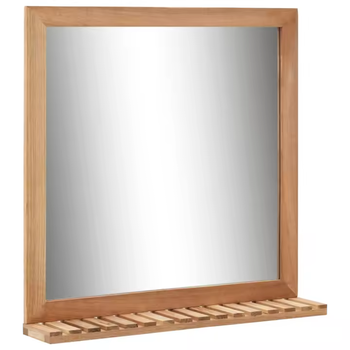 vidaXL Espejo de cuarto de baño madera maciza de nogal 60x12x62 cm - 1