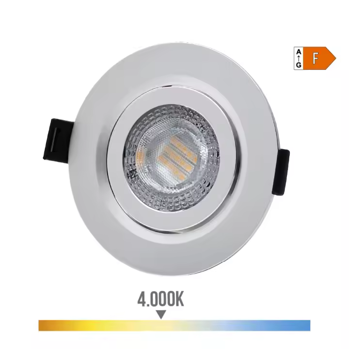 DOWNLIGHT LED EMPOTRAR 9W 806Lm RA80 4000K REDONDO COLOR CROMO Ø9cm EDM - 1