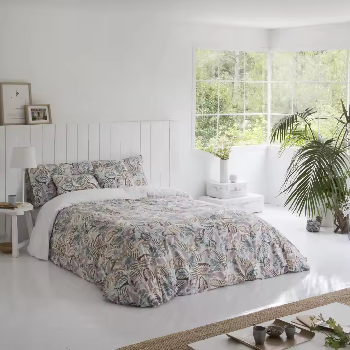 ETHERE MAISON - Funda nórdica Belville Leafs, algodón 200 hilos. Cierre con botones. - 1