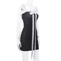 Vestido Mini De Encaje Patchwork Sin Mangas Con Rayas Y Cuello Abierto Elegante Candyhot Para Fiesta De Verano Y2K Sexy Y Club Para Mujeres - details 13