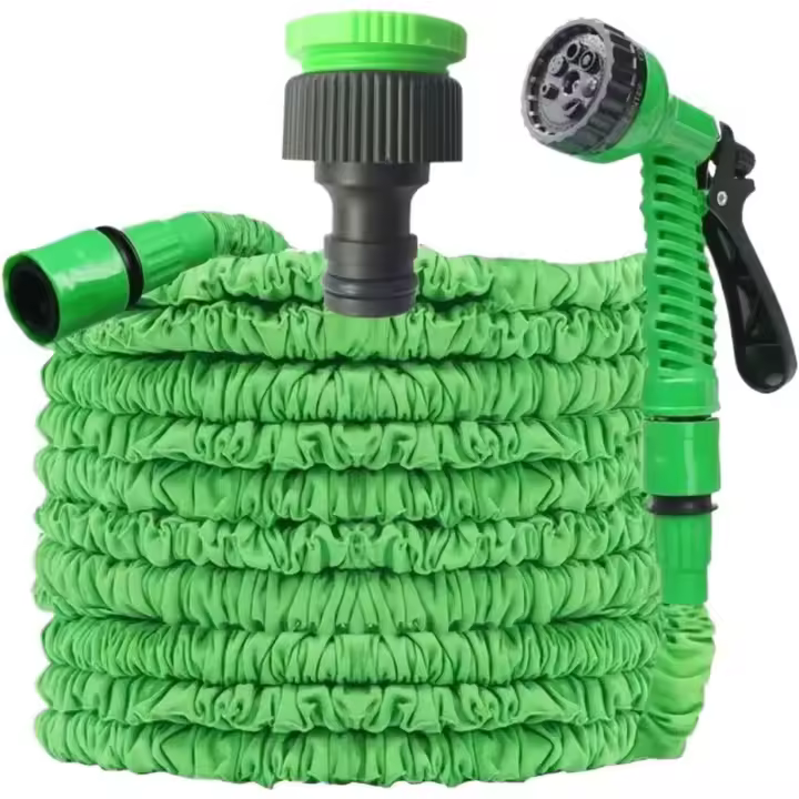 Maxia Market - Manguera de Jardín Extensible con Pistola Rociadora de 7 Funciones, Conectores de 1/2 y 3/4 Pulgadas, Manguera de Riego Flexible Resistente Ligero y Potatíl - 1