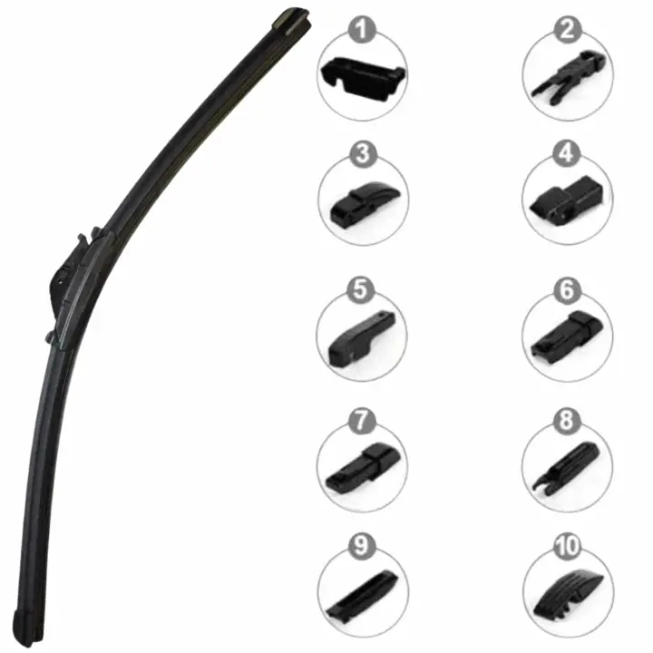 AUTOZOCO Escobilla limpiaparabrisas multi adaptador, Escobilla coche, limpiaparabrisas delantero, compatible con la mayoría de vehículos, Fácil instalación, Incluye 10 adaptadores, Longitud 42.5 cm - 1