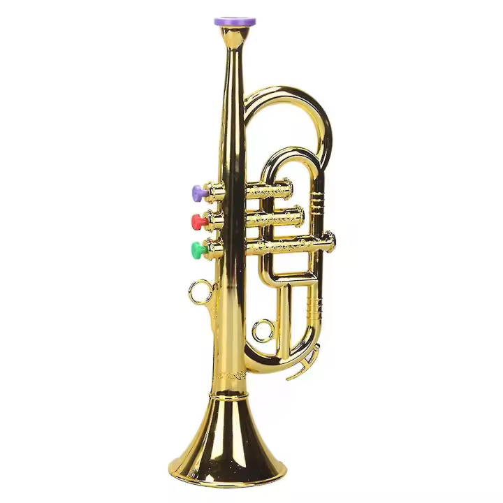 Trumpet 3 Tones Musical Wind Instruments For Children Toy Gold - 1