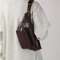 Bolsa De Cintura Para Hombre De Cuero Genuino 100% Mini Viaje Fanny Pack Bolsa De Cinturón De Cuero Para Teléfono Móvil Estilo Casual - details 5