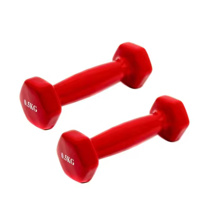 Coshano Mancuernas Rojas de Acero Cubierto en Vinilo Antideslizante para Ejercicio y Rehabilitación - 1