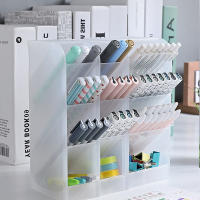 Organizador De Escritorio Para Lápices Y Maquillaje Tipo Inserción Oblicua Caja De Almacenamiento Para Pinceles Y Suministros De Oficina Material PP - details 6