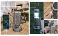 El interior solar de camping con ventilador, ventilador de camping recargable con Carga para teléfono, Luz a Pilas para huracanes, apagón, tienda de campaña, equipo de camping de emergencia esencial. - details 2