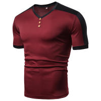 Camiseta Casual Para Hombre Con Bloque De Colores Manga Corta Estilo V-Neck Secado Rápido T-Shirt De Cuatro Estaciones - details 1