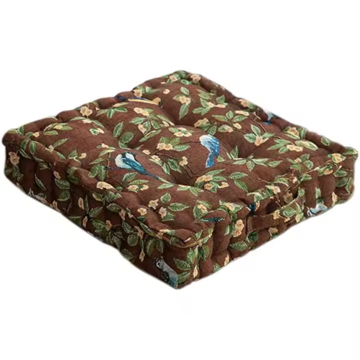 Cojín cuadrado de suelo para meditación, con asa, estilo bohemio, grueso, para silla, yoga, sala de estar, balcón, exterior, tatami (beige) - 1