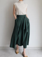 Falda Midi A-Line Elegante De Cintura Alta Para Mujer REALEFT Con Bolsillos Estilo Coreano Casual Suelta Y Solidaria Con Cinturón - details 12