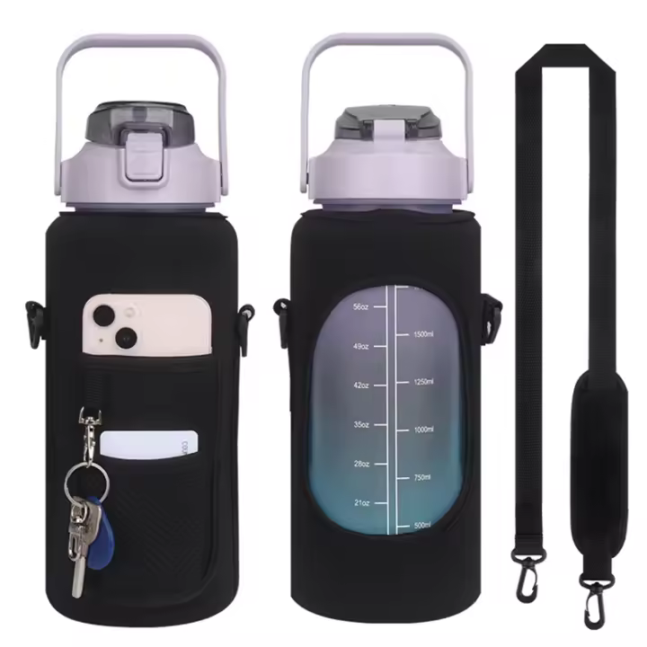  Funda Para Botella De Agua Deportiva De Media Gallón Con Correa Inclinada Portátil Para Gimnasio Y Deportes Al Aire Libre - 1