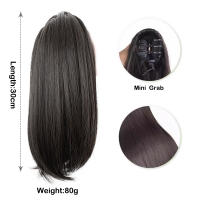 Extension De Cabello Sintético 12 Pulgadas Claw Clip in Ponytail Corto Y Recto Para Mujeres Peluca De Cabello Artificial De Fibra De Alta Temperatura - details 4