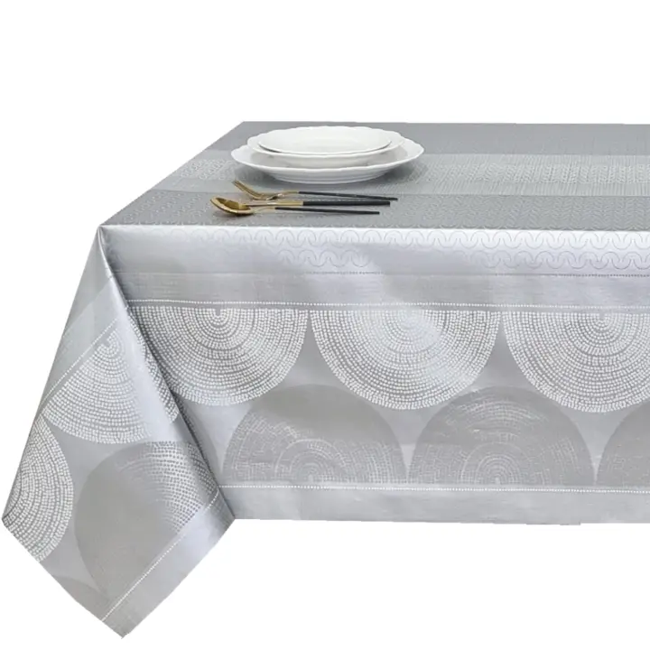 Mantel PVC, Mantel de hule, Ideal para el hogar, Cocina, Comedor, Fácil de limpiar,Apto para todas las mesas, moderna ，Plata - 1
