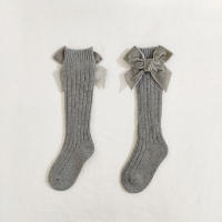 Calcetines De Pierna Alta Para Bebés Niñas Otoño Invierno Algodón Con Gran Lazo Calcetines Calientes Solids Para Niñas De 0 a 5 Años - details 11