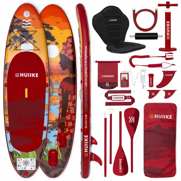 Tabla Paddle Surf Hinchable con Accesorios Premium - HUIIKE | Tabla Padel Surf Hinchable con Remo Doble Uso y Asiento Kayak | Stand Up Paddle Board Gran Estabilidad y Resistencia | Pádel SUP Board - 1