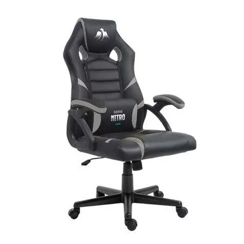 Cromad serie nitro silla gaming - altura regulable con piston de gas clase 2 - cojin lumbar - color negro/gris - 1