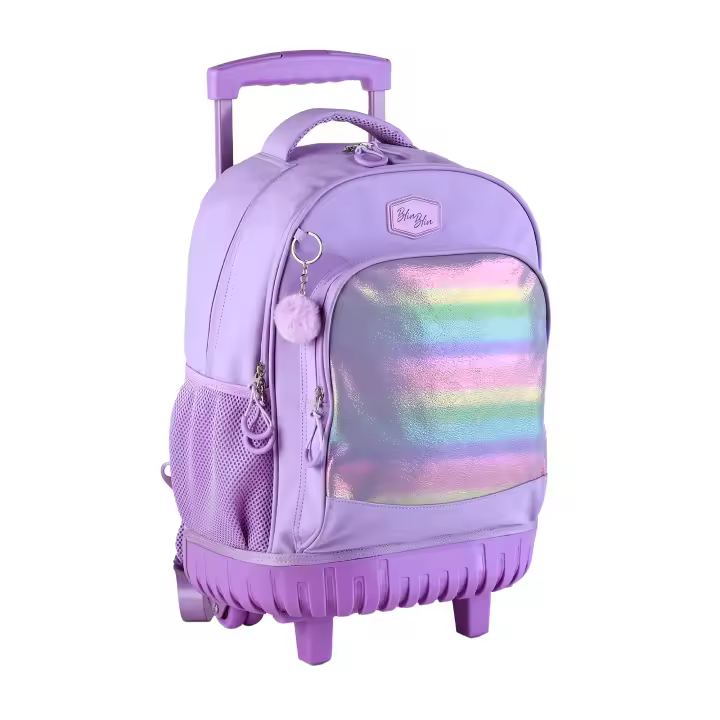 DAM Trolley Fijo Compacto Doble Cuerpo Gran Capacidad Blin-Blin Arcoiris. CON ACCESORIO POM-POM. 34x24x43 Cm. Color: Multicolor - 1