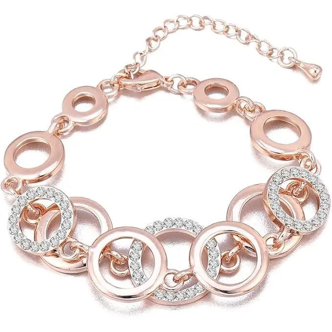 Ouran Pulsera Anillo Pulsera de Cadena para Mujer Pulsera de Plata chapada en Oro para niñas - 1