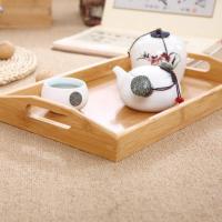 HOGUITA-Juego de 2 Bandejas de Bambú Apilables Para Servir Con Asas, Bandejas De Madera Portátiles Para Desayuno, Comida, Café, Aperitivos o Decoración, Bandejas Resistentes y Elegantes Para El Hogar, Cocina o Uso Diario - details 6