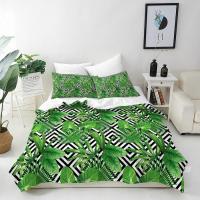 Green Floral Duvet Cover Set - 105/135/150cm Nordic Style 3pc Bedding | Nature-Inspired Design | Breathable & Easy Care - details 0