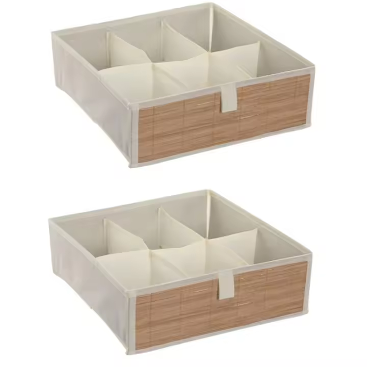 Baños Boutique Juego de 2 Organizador Cajones, 6 Celdas Plegable Organizador Calcetines, Organizador Armario Ropa con Compartimento para Calcetines, Bragas, Corbatas, Cinturones - 1