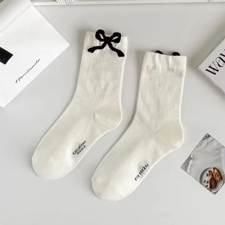 Nuevas Llegadas 2025 Calcetines De Baile Lolita Para Mujer Polka Dot 3D Con Encaje Y Volantes Transpirables 1/4 Pares Algodón Polyester Spandex - 1