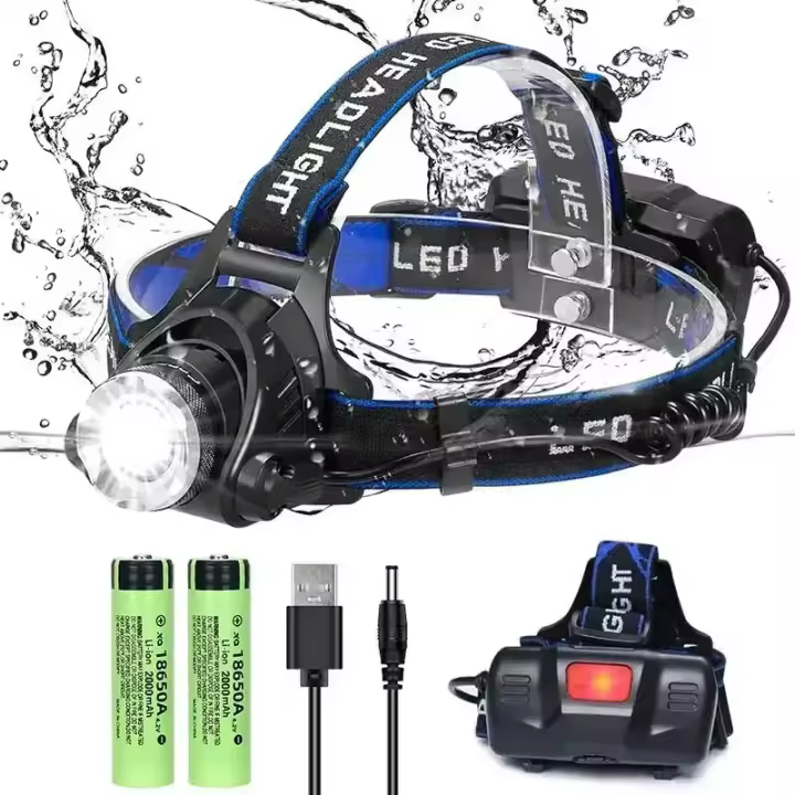 Linterna Frontal LED Recargable T6 Con 3 Modos De Iluminación Y Ajuste De Cabeza De 90° Para Pesca Nocturna Al Aire Libre - 1