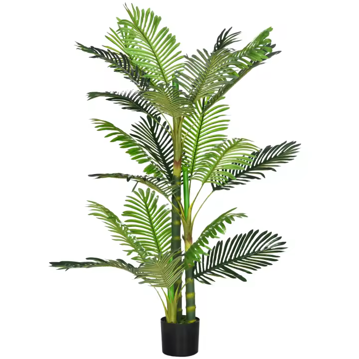 HOMCOM Planta Artificial, Palmera Artificial, Planta Artificial con Relleno de Cemento, Palmera Artificial en Maceta, Planta de Interior para Decoración Interior, 150cm, Verde - 1