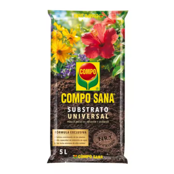 Compo sana - Sustrato Universal de Calidad en Paquete de 5, 10, 25, 40 litros para plantas flores jardín con abono - 1