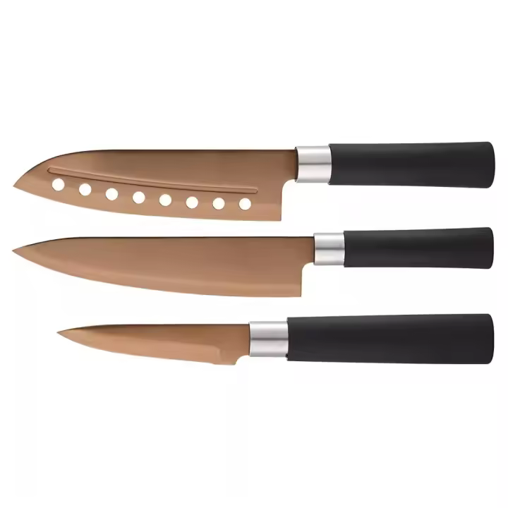 Bergner Set 3 Cuchillos de Cocina en Acero Inoxidable colección Samurai Copper, Cobre - 1