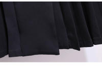 Vestido De Moda Coreana Para Mujer Traje Estudiante Cuello Alto Ajustado Plisado Botones Dobles Cierre Negro Ropa De Otoño - details 5