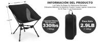 Silla De Camping Portátil Plegable Silla De Pesca: Ligera con Altura Ajustable Sillas De Camping Soporte Estable hasta 150 Kg con Bolsillos Laterales, para Viajes, Playa (Negro) - details 2