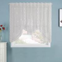 Cortina De Cocina Blanca Con Patrón Floral De Encaje Jacquard Transparente Para Decoración De Ventana De Casa Y Café - details 0