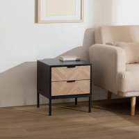 MESITA DE NOCHE MODERNA CON DOS CAJONES EFECTO MADERACHEVRONS MARCA 5 FIVE - details 4