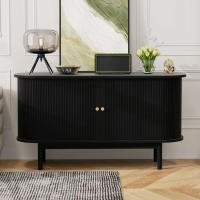 Aparador Vintage Moderno de Madera, Aparador de Lamas con Puertas Corredizas y Pitas de Pino, Armaro de 138cm con Estantes Ajustables para Cocina, Recibidor - details 0