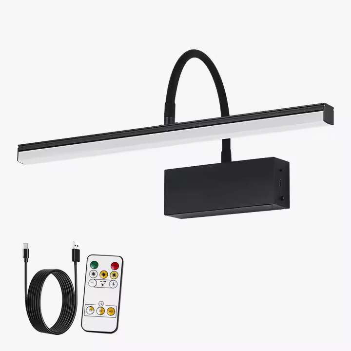 Lámpara De Pared Recargable LED Flexible Y Ajustable 40cm Sconce Interno Luz De Pared Inalámbrica Para Decoración De Hogar Moderna Color Negro - 1