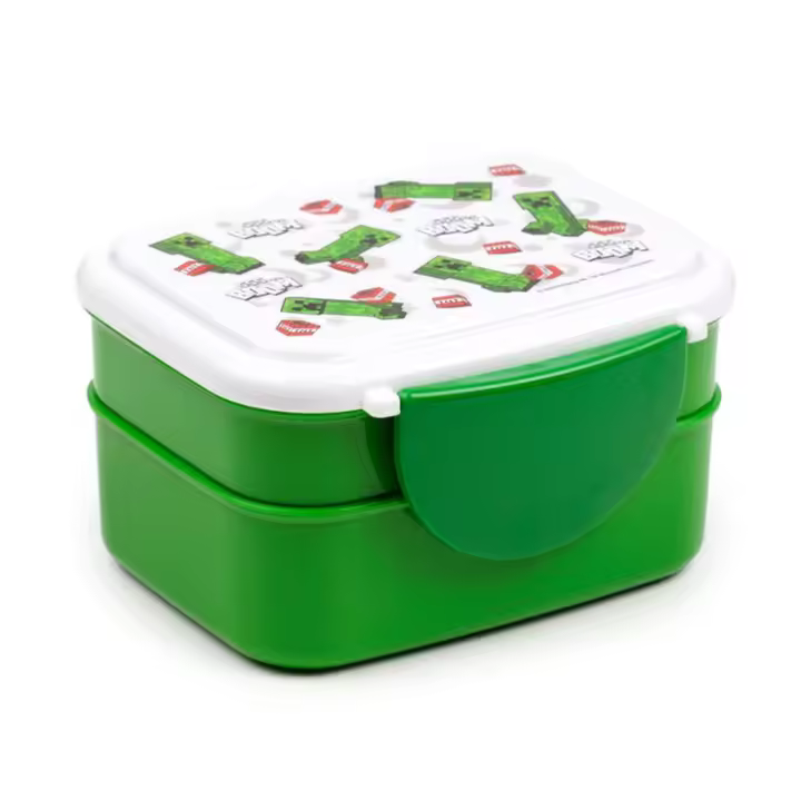 Fiambrera Táper Bento con Cierre en Click y Cubiertos Creeper y TNT Minecraft, Fiambrera de almuerzo para niños - 1