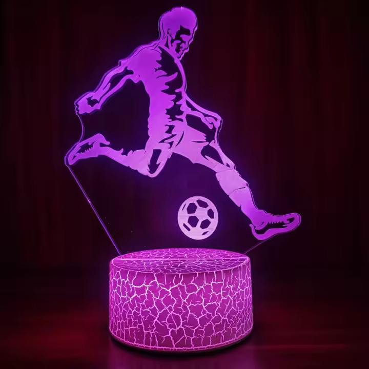Luz Nocturna 3D De Fútbol Característica De Messi USB Blanco Control Remoto 16 Colores Regalo Para Fanáticos Cumpleaños - 1